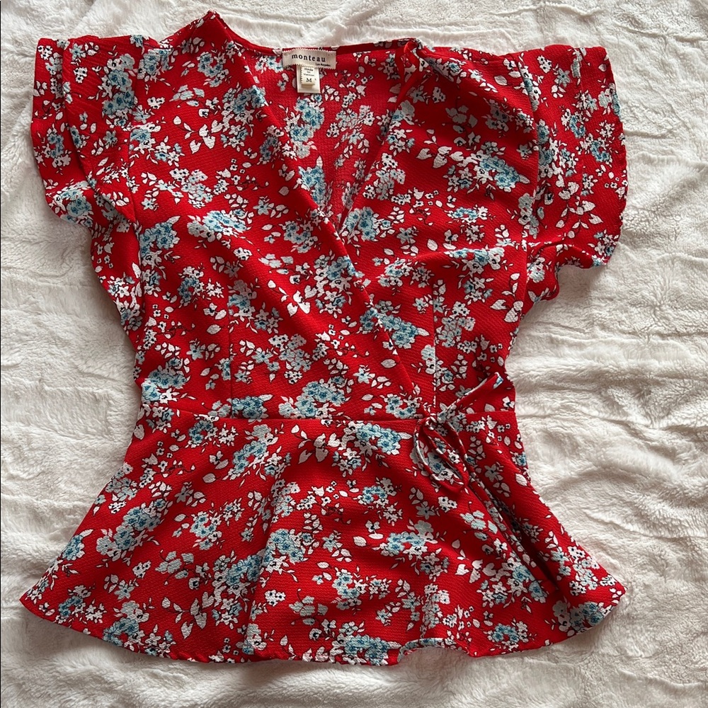 Red Floral Women’s Blouse